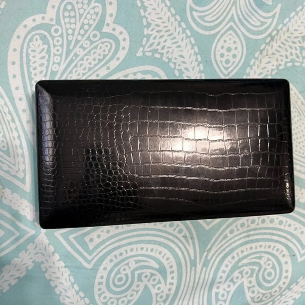 Vintage Black Embossed Clutch Jewelry Box